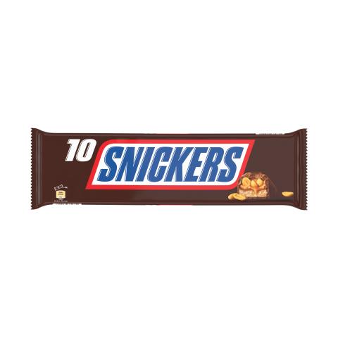 Snickers barre chocolat , caramel et cacahuètes- x10 - 500g