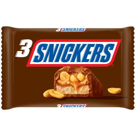 Snickers barre chocolat , caramel et cacahuètes - x3 - 150g